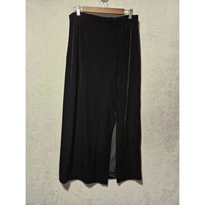 R & K Evening Size 12 Black Velvet Maxi Skirt Witchy Whimsigoth 90s Y2K Slit